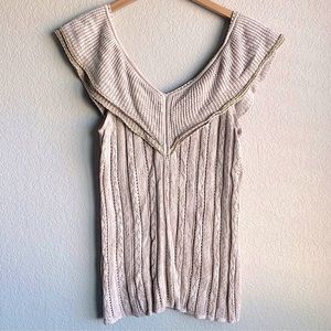 White House Black Market Ruffle neck Knit Tank Top